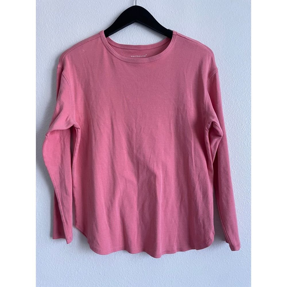 Westbound Top Casual Minimalist Cotton Blend Womens Size S Pink Long Sleeve Tee